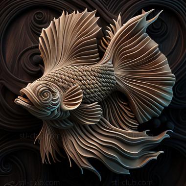 3D model st Dutch lionhead fish (STL)